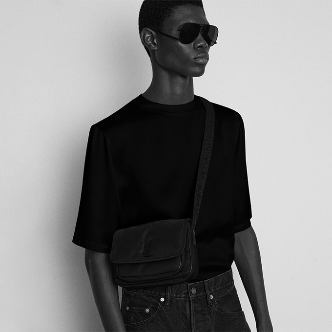 9a+quality saint laurent niki econyl recycled nylon small flap messenger crossbody bag